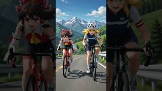 【AI】速さを自転車で競う霊夢と魔理沙   #shorts