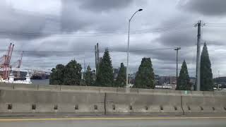 Driving into downtown Seattle.