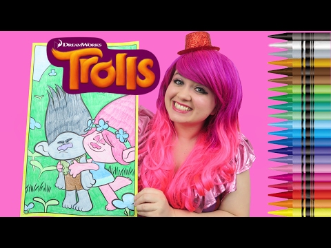 Coloring Branch & Poppy Trolls GIANT Coloring Book Crayola Crayons | COLORING WITH KiMMi THE CLOWN Video