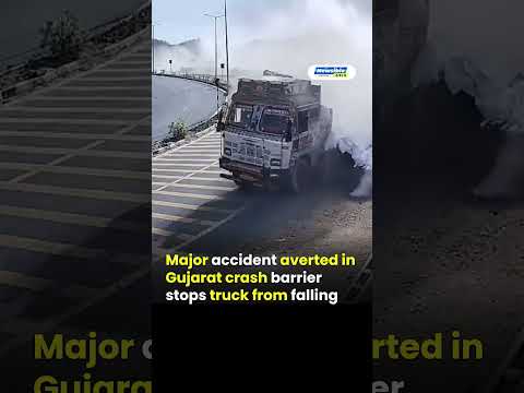 Major accident averted in Gujarat crash barrier stops truck from falling