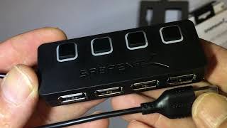 Video thumbnail for Sabrent 4 Port USB 2.0 Hub Individual LED lit Power Switches HB-UMLS (11-2019) by mtandiz