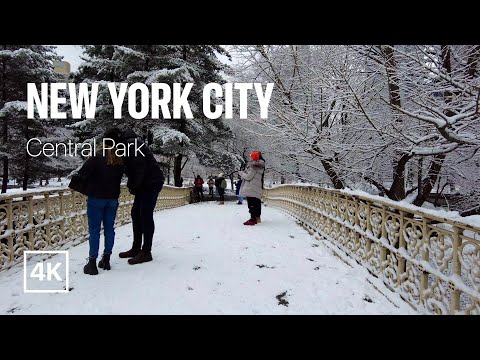 [4K] New York City 🗽 Winter Walk - Central Park with Snow [Feb. 2022]