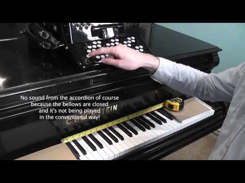 Chromatic Button Accordion (B System) note layout versus Piano Keyboard
