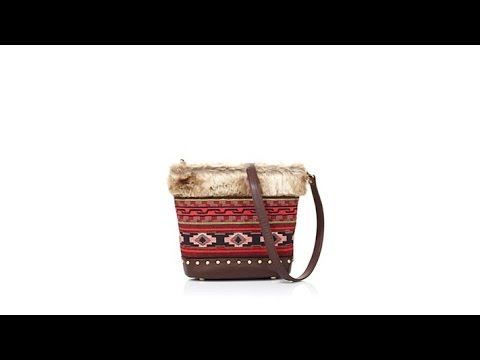 Sharif Tapestry, Leather and Faux Fur Crossbody