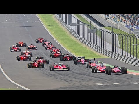 Ferrari F1 2018 vs All Ferrari F1 Cars  - Old Hockenheim