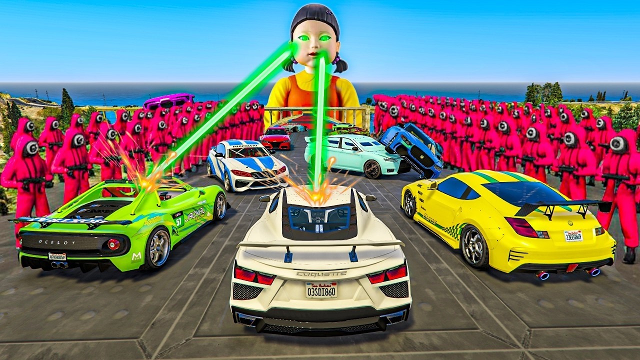 CARA A CARA CON COCHES ALEATORIOS Y EL ÚLTIMO EXPLOTA! EL JUEGO DEL CALAMAR! - GTA 5 ONLINE