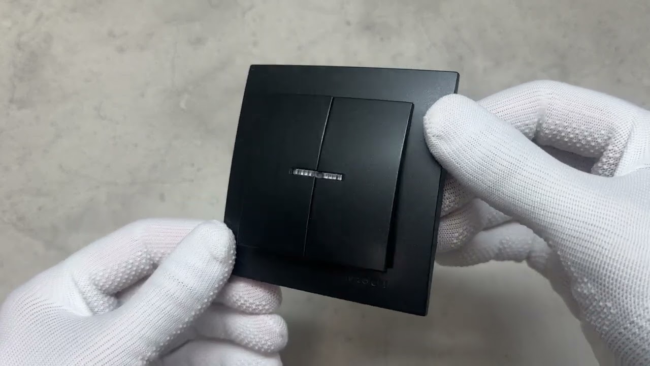 Выключатель двухклавишный с подсветкой NILSON Touran черный матовый 24381004