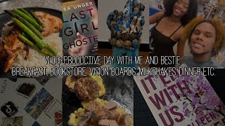 vlog: productive day with me and bestie | breakfast, bookstore, vision boards, milkshakes etc.