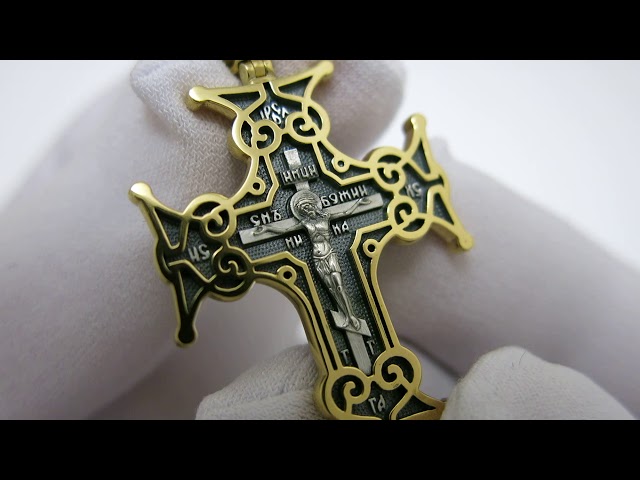 Срібний хрестик Ісус Христос і Святий Пантелеймон вкх201 Відео огляд