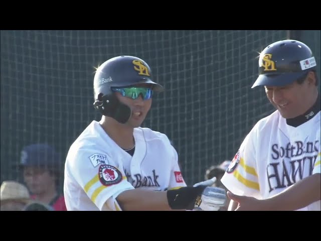 【ファーム】ホークス・中村晃 復帰戦1打席目で痛烈なヒットを放つ!! 2019/7/27 H-G(ファーム)