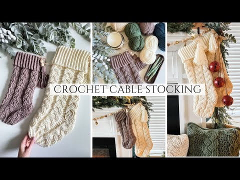 Cozy Cable Stocking Crochet Pattern - Christmas Stocking Pattern - Crochet Cables - Holiday Home