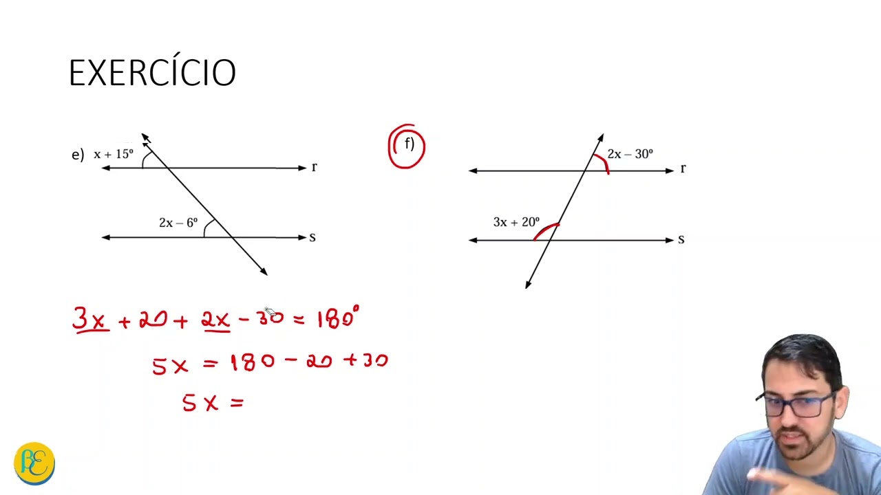 RETAS PARALELAS CORTADAS POR UMA TRANSVERSAL   EXERCÍCIOS INICIAIS