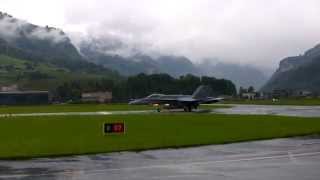 preview picture of video 'Close Take-Off with 2 swiss F/A-18 Hornet @ LSZC 2014'