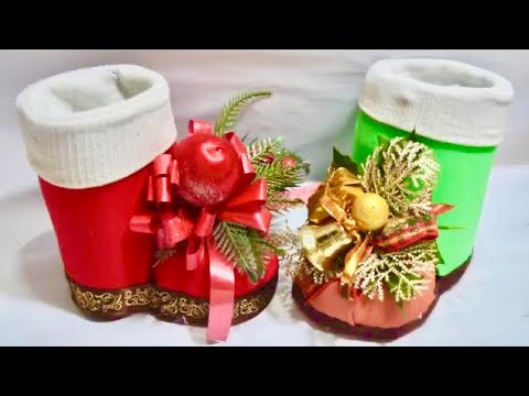 Diy Artesanato Reciclagem Garrafa Pet - Bota de Natal