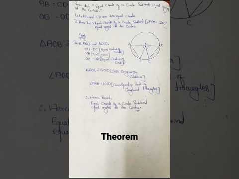 Class 9 Circles Theorem:-Equal Chords of a Circle Subtends Equal Angles At the centre.