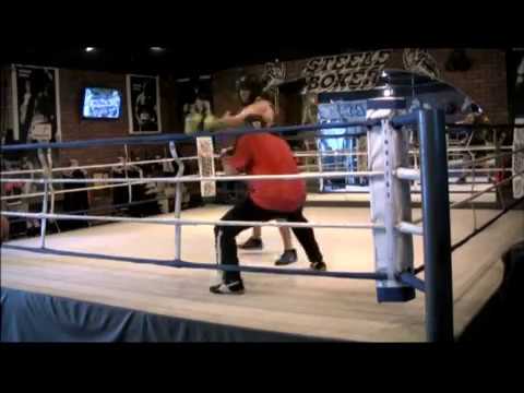 Spencer Steele 26, 6'0, 170lbs sparring  6'3 225lbs heavyweight