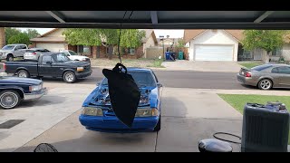 Installing a new mirror on the Fox Body Mustang Racecar