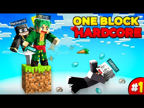 First Day On ONE BLOCK In Minecraft HARDCORE😱