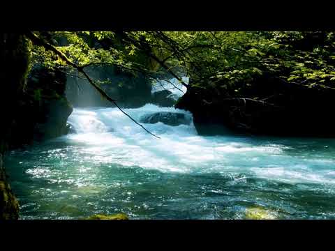 Calming Blue MOUNTAIN STREAM. Relaxing NATURE Sounds. White Noise for Stress Relief and Sleeping.