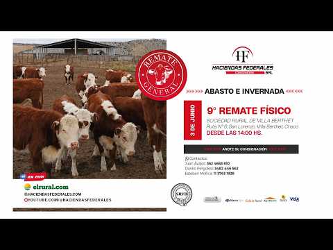 HACIENDAS FEDERALES - Miércoles 3 de Junio 14 Hs. - Villa Berthet (Ch.) Abasto e invernada