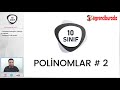 10. Sınıf  Matematik Dersi  Polinomlar 10.sınıf matematik yeni müfredat polinomlar 2 dersimizde polinomun katsayılar kat sayı toplamı ve sabit terim ini buluyoruz. konu anlatım videosunu izle