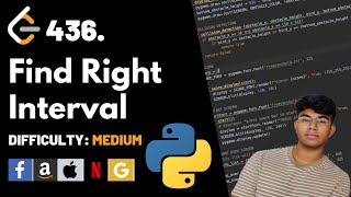 YouTube video 'Find Right Interval | Leet code 436 | Theory explained + Python code'
