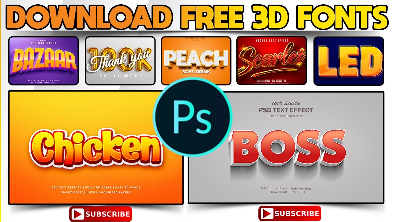 DOWNLOAD FREE 3D FONTS 2023/2024 - PSD FILES