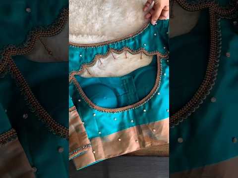 simple aari work designs for boat neck❤️#boatneck#aariwork #blouse#fashion#shorts#viral#trending