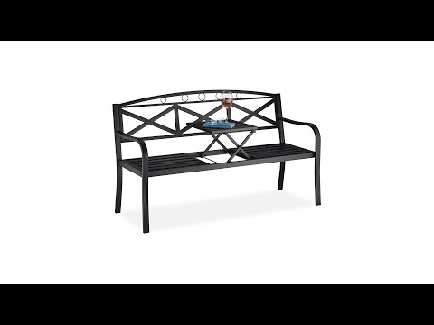 Banc de jardin avec table Noir - Métal - 150 x 88 x 56 cm