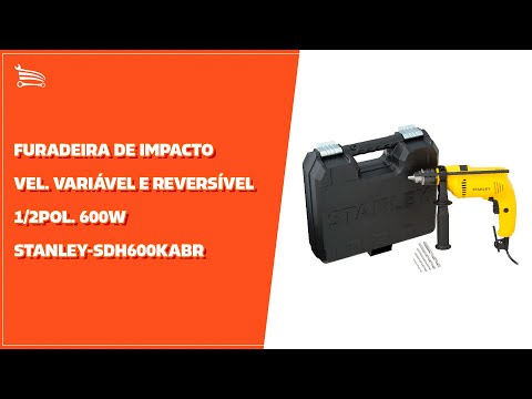 Furadeira de Impacto Vel. Variável e Reversível 1/2Pol. 600W  com Maleta e 5 Brocas de Alvenaria  - Video