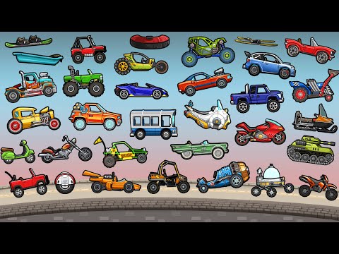 Hill Climb Racing 2 - ALL 28 VEHICLES UNLOCKED AND FULLY UPGRADED Walkthrough GamePlay