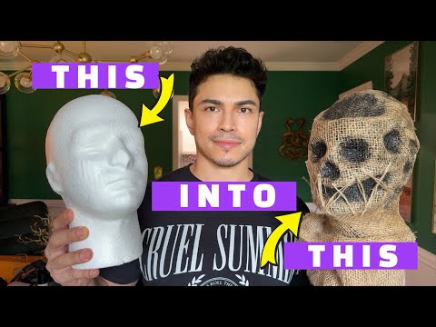 How to Make a Scarecrow Head from a Styrofoam Head! EASY TUTORIAL 
