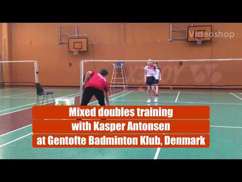 Kasper Antonsen mixed doubles badminton training with Edward Leander and Nora Thorndahl Balieu