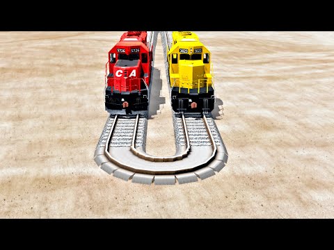 Trains vs Round Crossroad – BeamNG.Drive