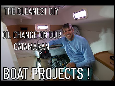 Changing the oil on our Catamaran Yanmar Diesel Engines