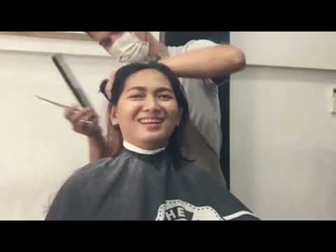 Long hair to pixie cut girl