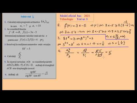 Bacalaureat 2021 - Teste de antrenament - Testul 1 (Tehnologic)