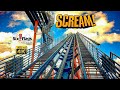 2024 Scream Floorless Roller Coaster On Ride Front Row 4K POV Six Flags Magic Mountain