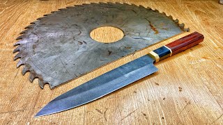 Making a Japanese Kitchen Knife from A Saw. DIY