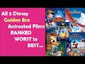 All 5 Disney Golden Era Animated Movies RANKED Worst To BEST