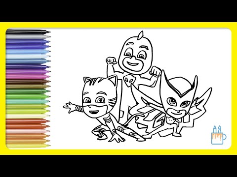 Vamos desenhar e colorir os PJ Masks | Aprendendo as cores de maneira divertida