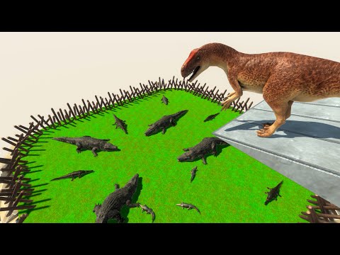 CARNIVORE DINOSAURS JUMP INTO THE CROCODILE WORLD - Animal Revolt Battle Simulator