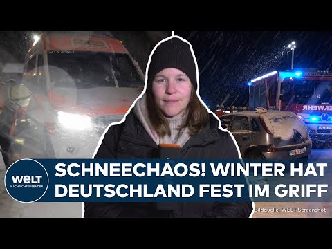 SCHNEECHAOS IN DEUTSCHLAND: Eingeschlossene Autofahrer und Unfälle nach heftigem Wintereinbruch