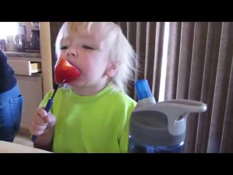 Everette attacks a huge strawberry video