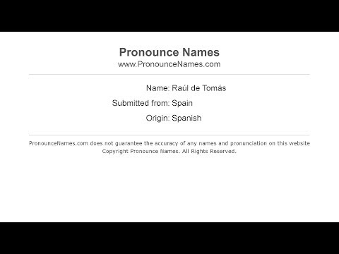 How to pronounce Raúl de Tomás (Spanish/Spain) - PronounceNames.com