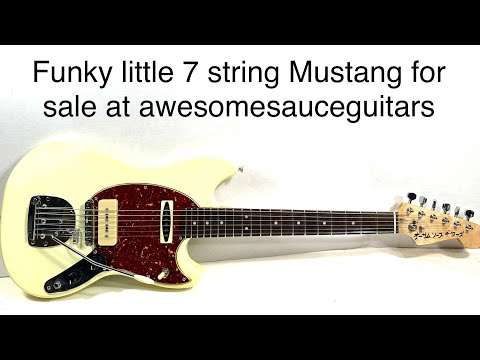 Awesomesauceguitars short scale mustang with 7 strings and a vintage Teisco pickup The Janglecaster 2026 - Olympic white image 13