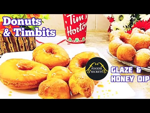 Donuts Recipe | Canadian Tim Hortons Timbits | Donut glaze and honey dip | by Foodie Secrets