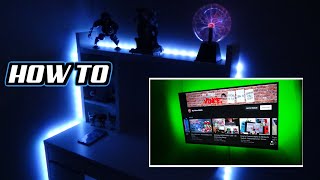 How to Install CHEAP USB LED LIGHT STRIPS Behind TV & DESK