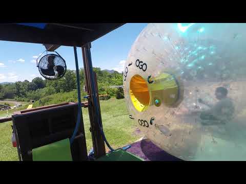 Brendan zorbing down the zig zag course at Outdoor Gravity Park (June 13th, 2020)