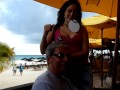Dan having a tequila at Senor Frog in Riviera Maya